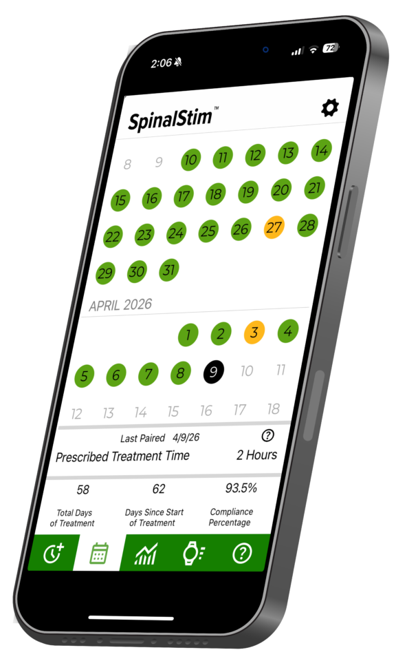SpinalStim Calendar on Stim onTrack application